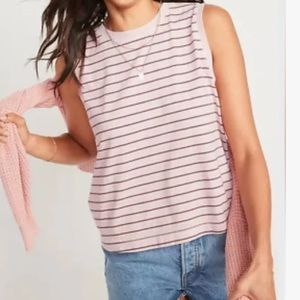 Old Navy Easy Vintage Pink Stripe Garment Died T - Size Sm